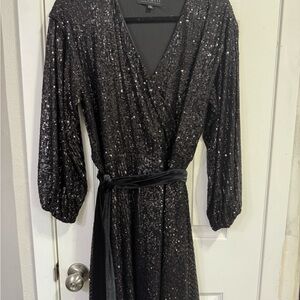 Eloquii Black Sequin Long Sleeve Dress